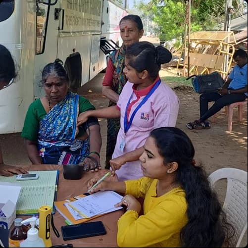 Community members waiting for screening