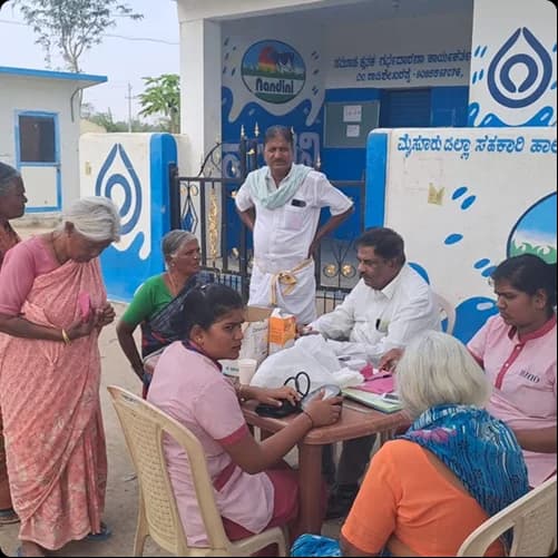 Awareness session at a screening camp