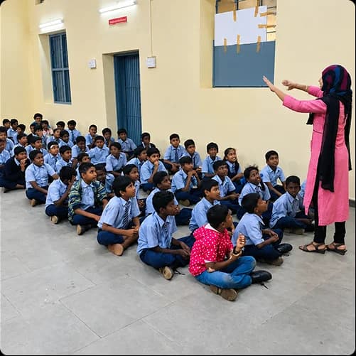 Students attending a health awareness talk